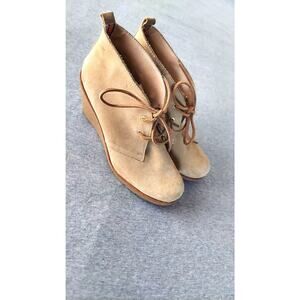 Sperry Topsider Women Ankle Booties Wedges Suede Leather  Shoes Sz 9 1/2